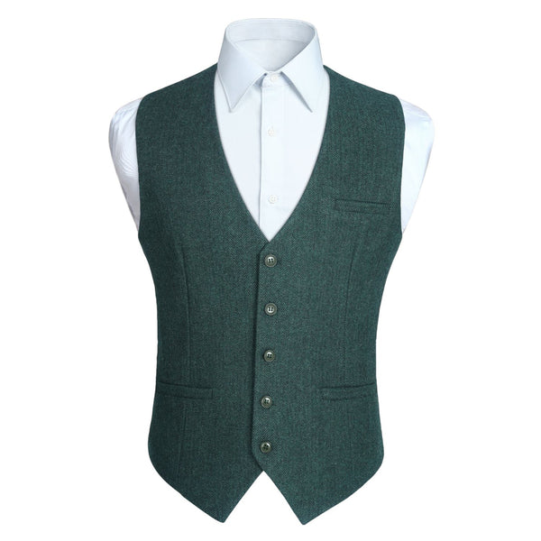 Formal Suit Vest - A-GREEN-SMOOTH BACK 