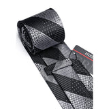 Plaid Tie Handkerchief Set - A-BLACK GREY 
