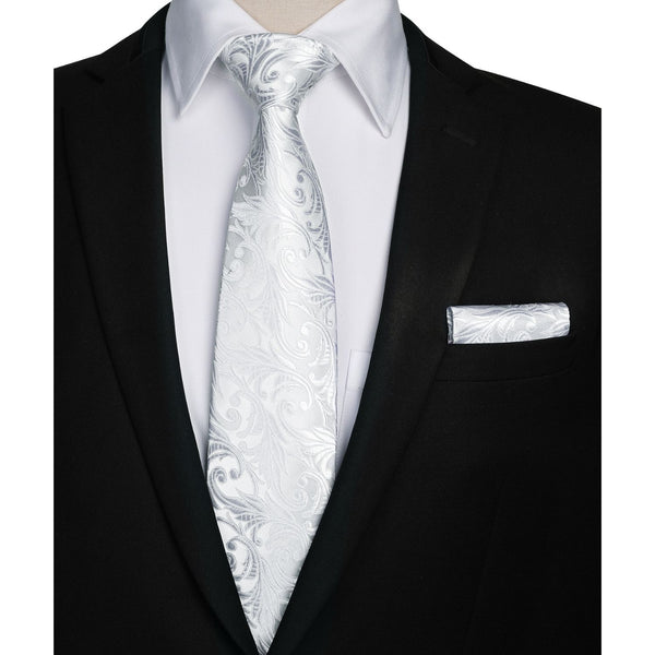 Paisley Tie Handkerchief Set - WHITE-8