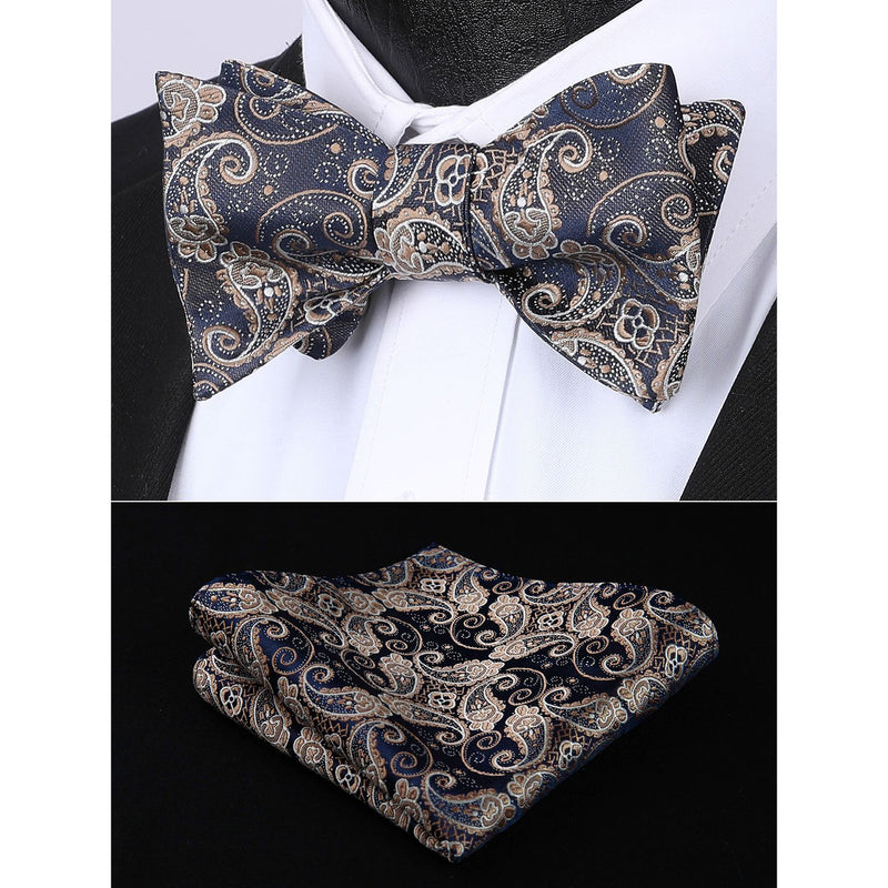 Paisley Bow Tie & Pocket Square - GOLD-3 