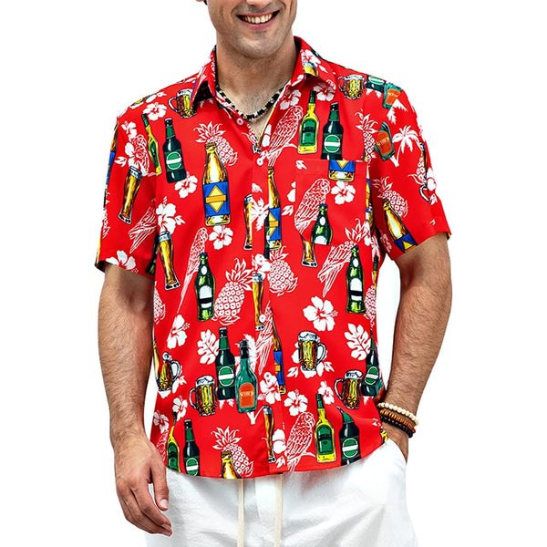 Hawaiian Tropical Shirts with Pocket - Z-RED SHIRTS-2