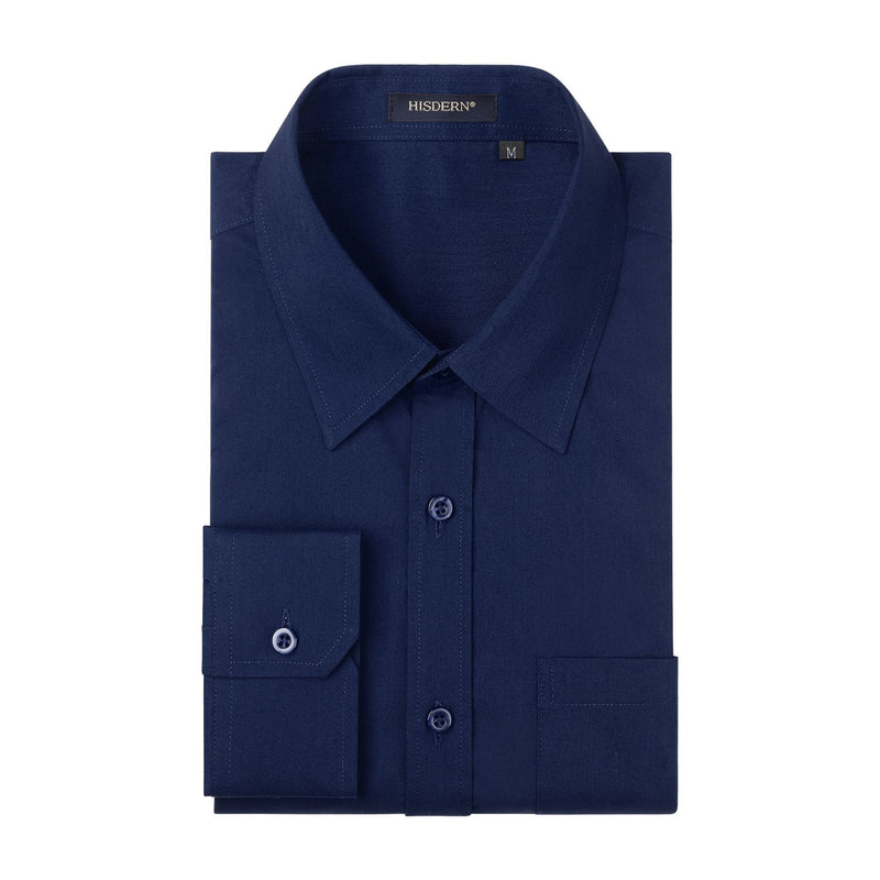 Casual Formal Shirt with Pocket - NAVY BLUE 