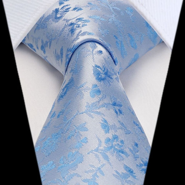 Floral Tie Handkerchief Set - BLUE 