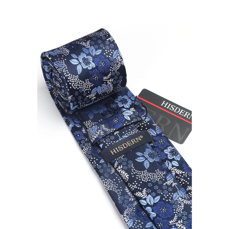 Floral Tie Handkerchief Set - X-LIGHT BLUE 