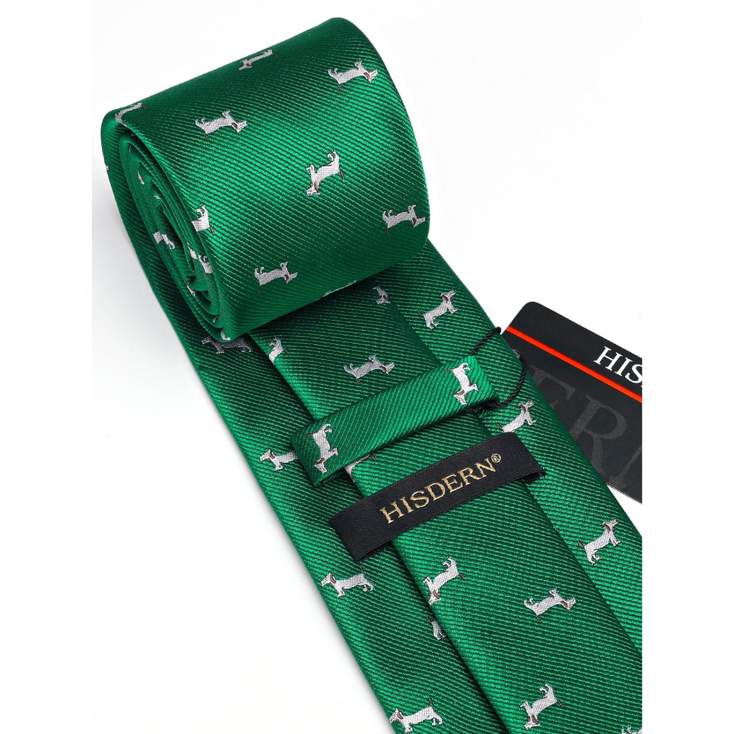 Bulldog Tie Handkerchief Set - GREEN-1