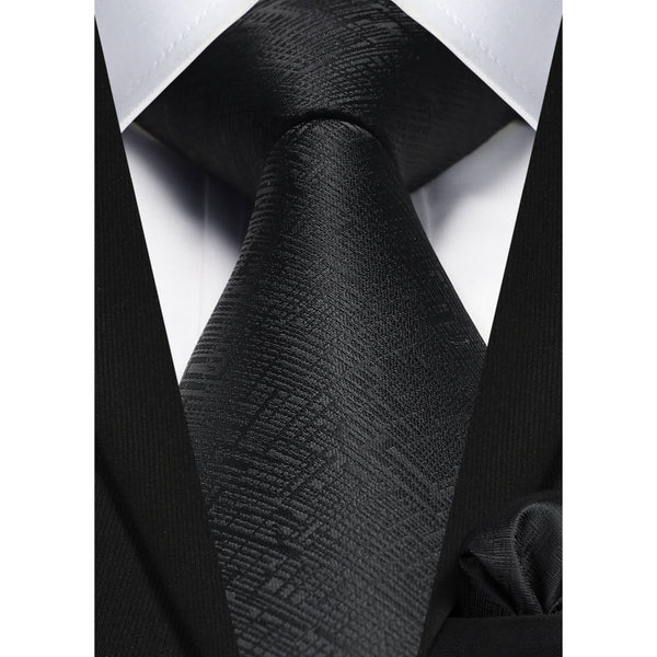 Houndstooth Tie Handkerchief Set - E-01 BLACK 