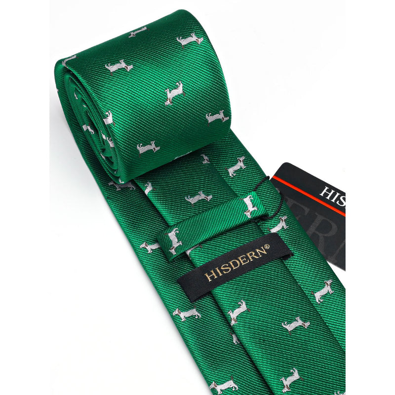 Bulldog Tie Handkerchief Set - GREEN-1 