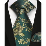 Floral Tie Handkerchief Set - 32 GREEN