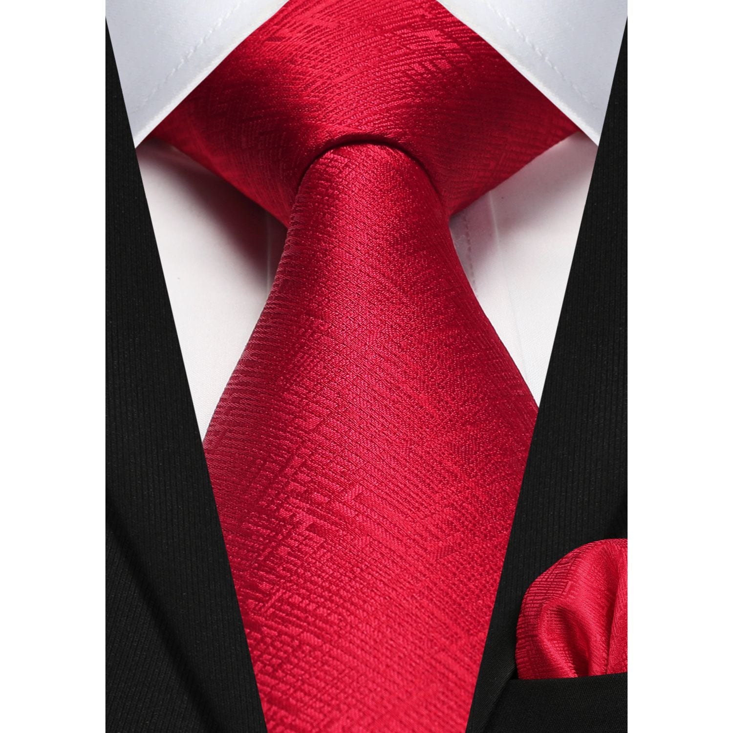 Houndstooth Tie Handkerchief Set - B-07 DARK RED