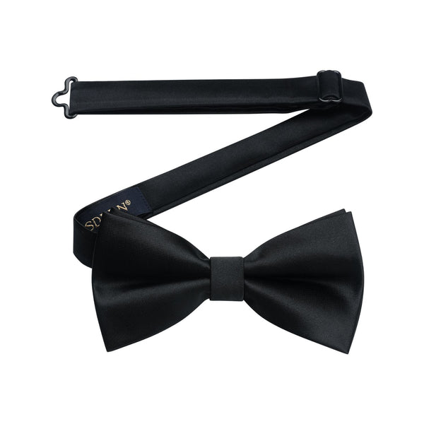 Solid Pre-Tied Bow Tie - BLACK-7 