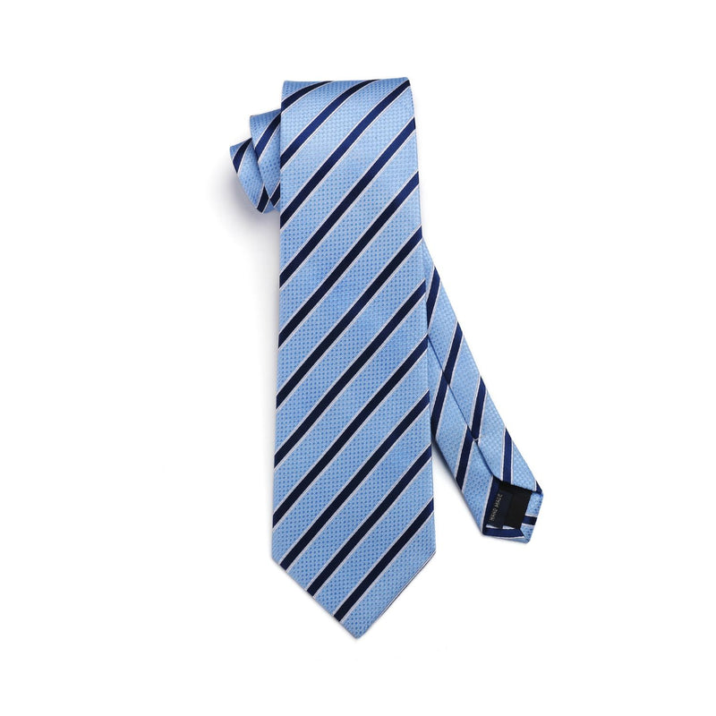 Stripe Tie Handkerchief Cufflinks -  01-SKY BLUE 