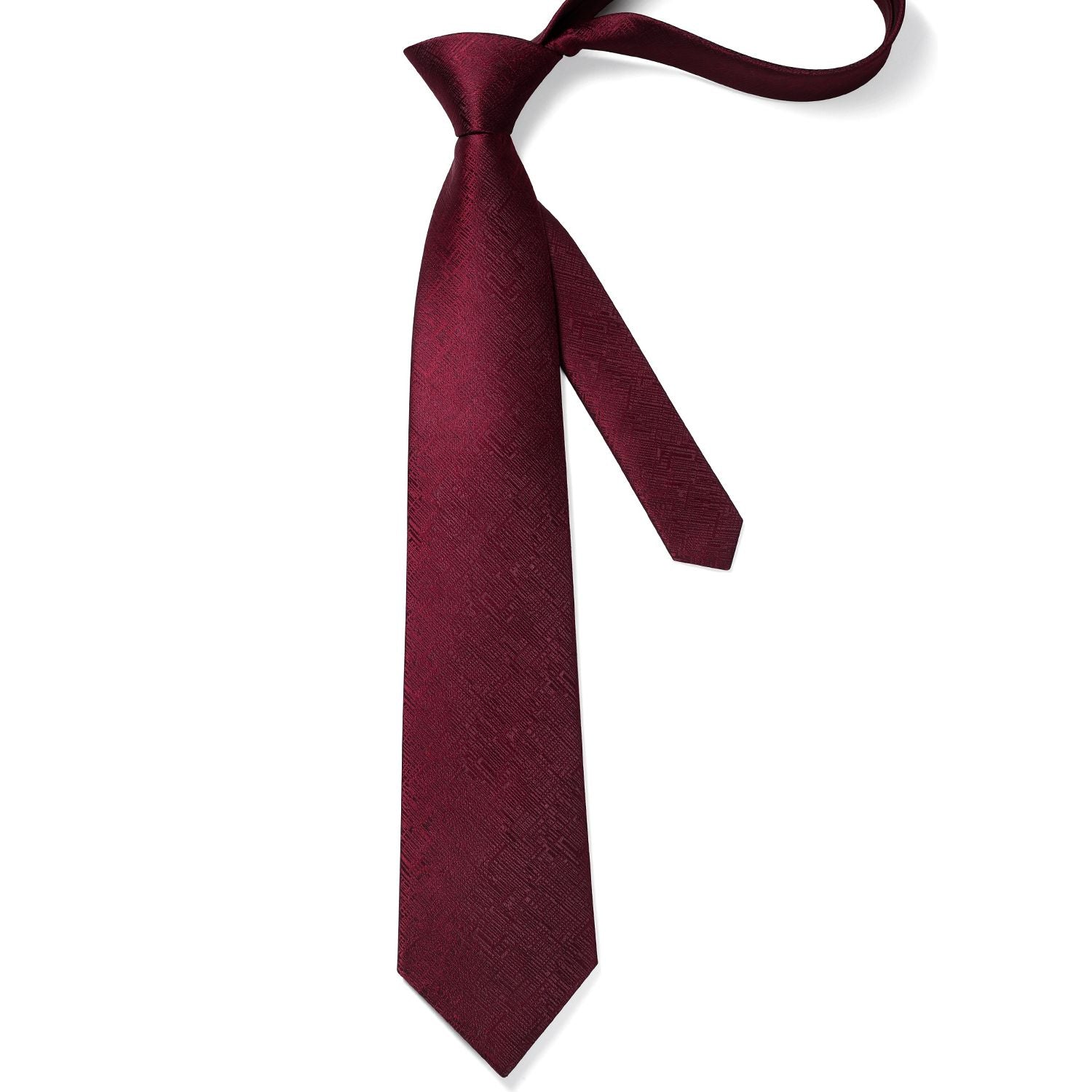 Houndstooth Tie Handkerchief Set - B-06 BURGUNGY 3