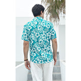 Hawaiian Tropical Shirts with Pocket - Z2-AQUA GREEN