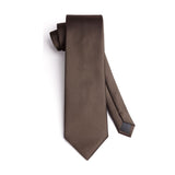Solid Tie Handkerchief Cufflinks - BROWN 
