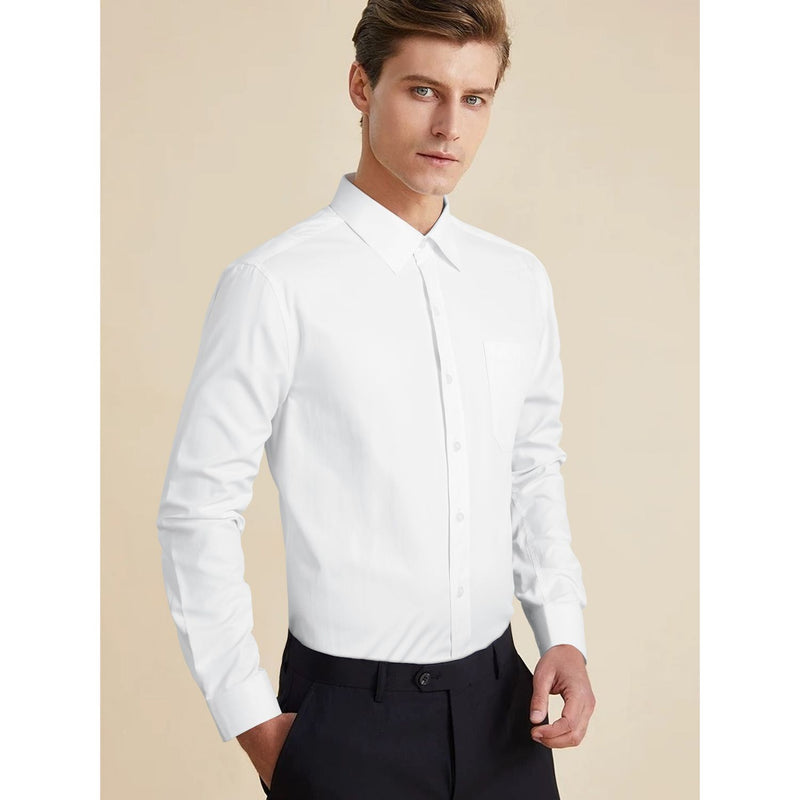 Men's Shirt with Tie Handkerchief Set - 02-WHITE/BLACK 