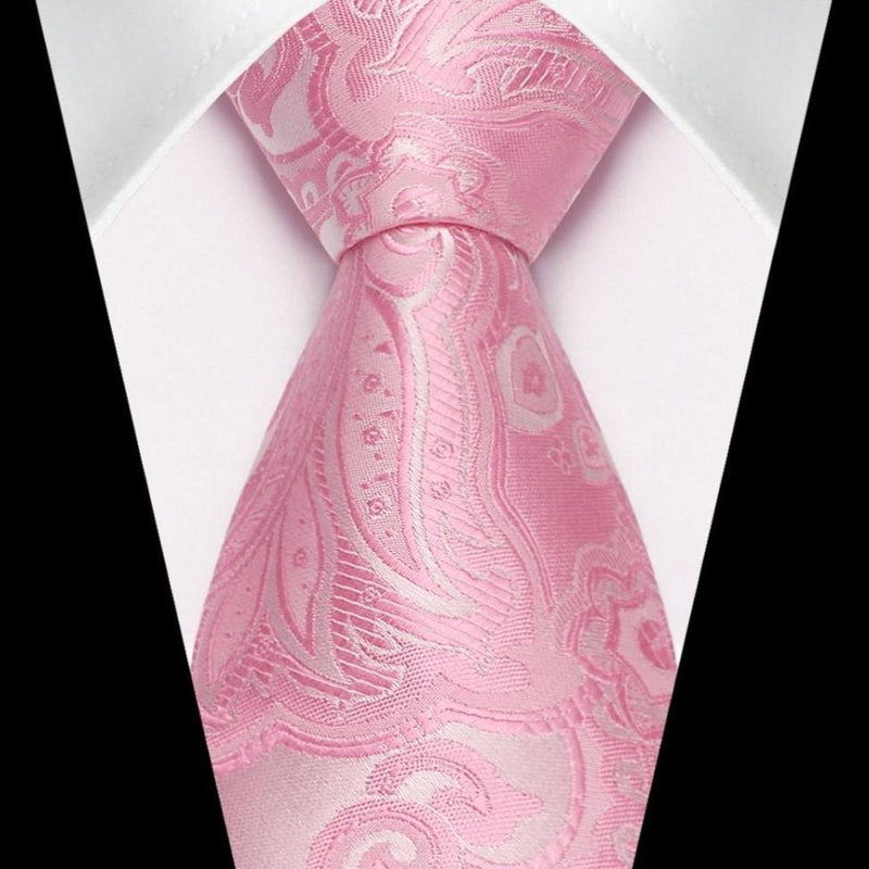 Paisley Tie Handkerchief Set - 03A-PINK2