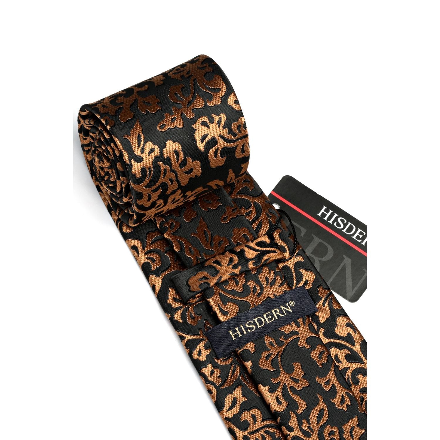 Floral Tie Handkerchief Set - GOLD/BLACK