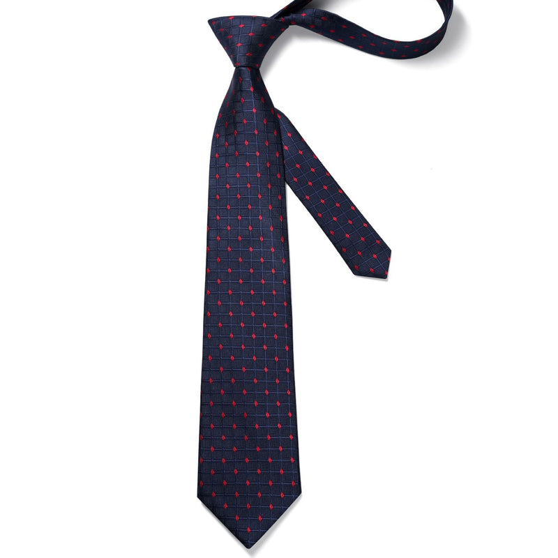 Plaid Tie Handkerchief Set - C-NAVY BLUE 