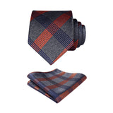 Plaid Tie Handkerchief Set - D-GRAY/ORANGE 