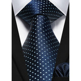 Polka Dot Tie Handkerchief Set - A1-BLUE/WHITE