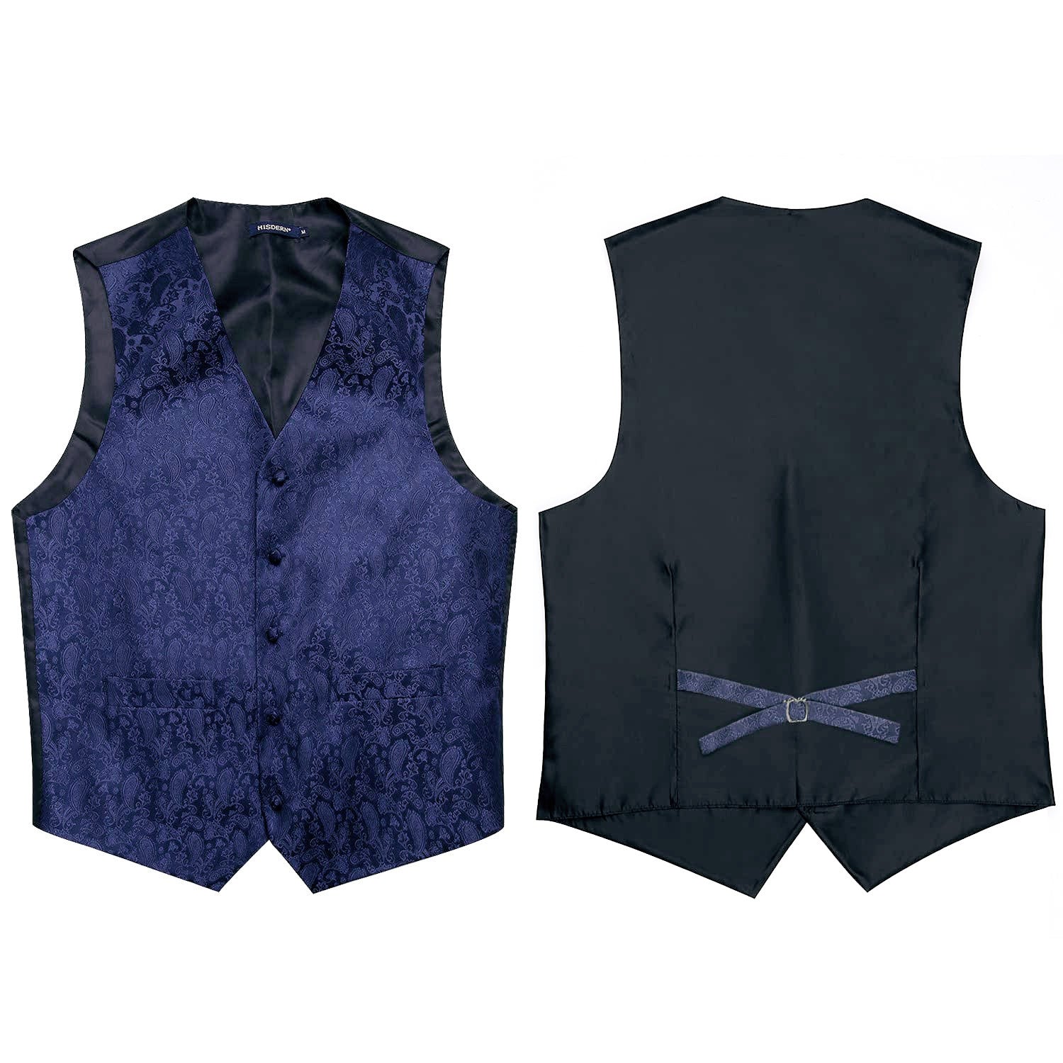 ENFOLD TAILORED VEST 38 ダークネイビー Hisdern Men's Navy Blue Paisley Vest Tie Set For Weddings Anniversary