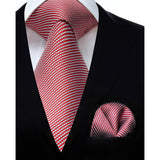 Houndstooth Tie Handkerchief Set - WHITE/RED