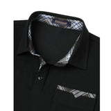 Polo Shirts Short Sleeve with Pocket - K-BLACK-CHECKED1