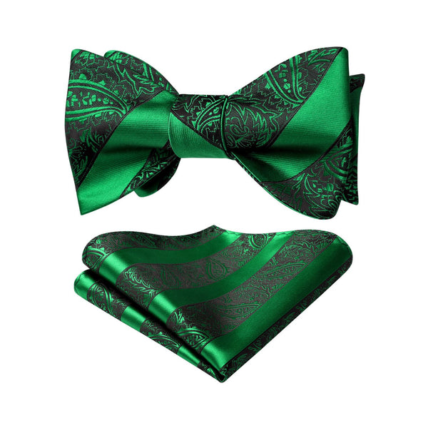 Stripe Bow Tie & Pocket Square - GREEN 