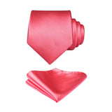 Solid Tie Handkerchief Set - CORAL 
