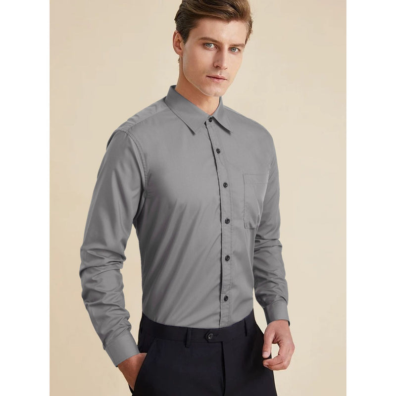 Men's Shirt with Tie Handkerchief Set - 01-BLACK/GOLD