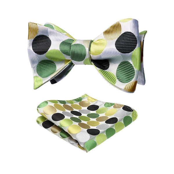 Polka Dots Bow Tie & Pocket Square - GREEN/YELLOW 