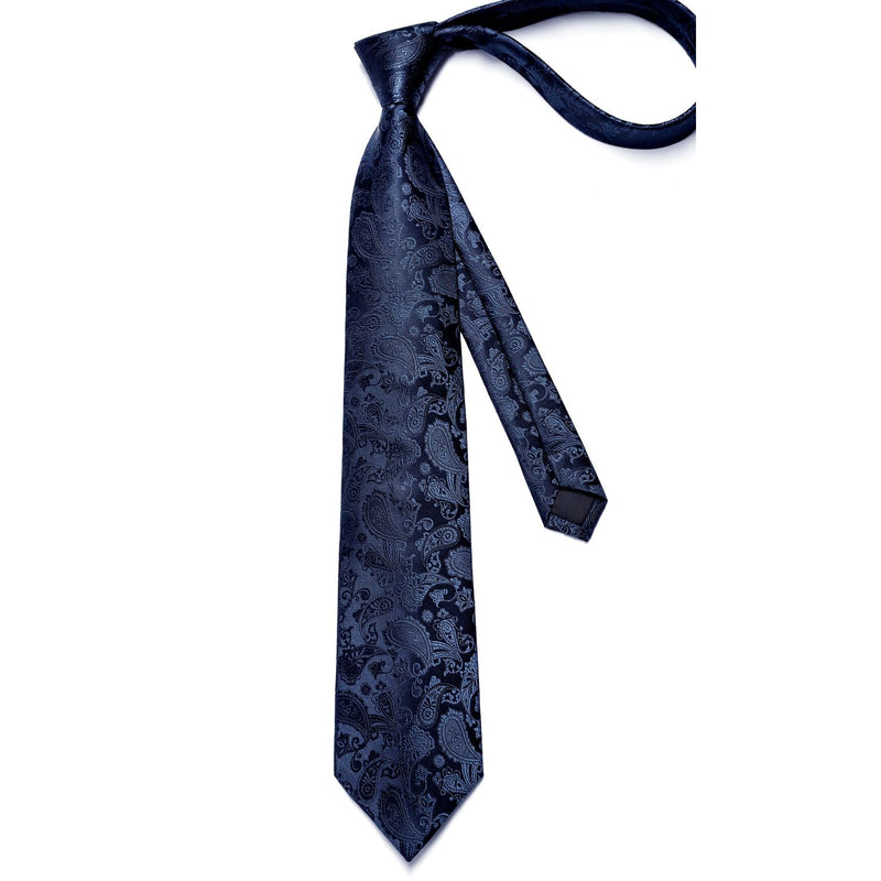 Paisley Tie Handkerchief Cufflinks - C4-NAVY BLUE 