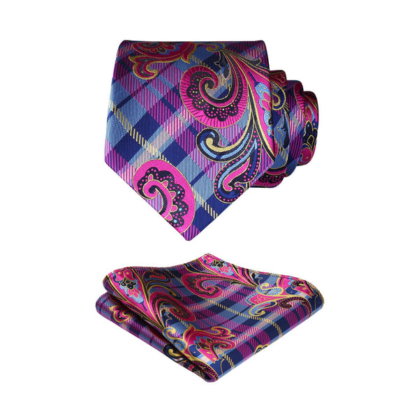 Paisley Tie Handkerchief Set - C1-LIGHT PURPLE 