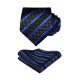 Stripe Tie Handkerchief Set - BLUE