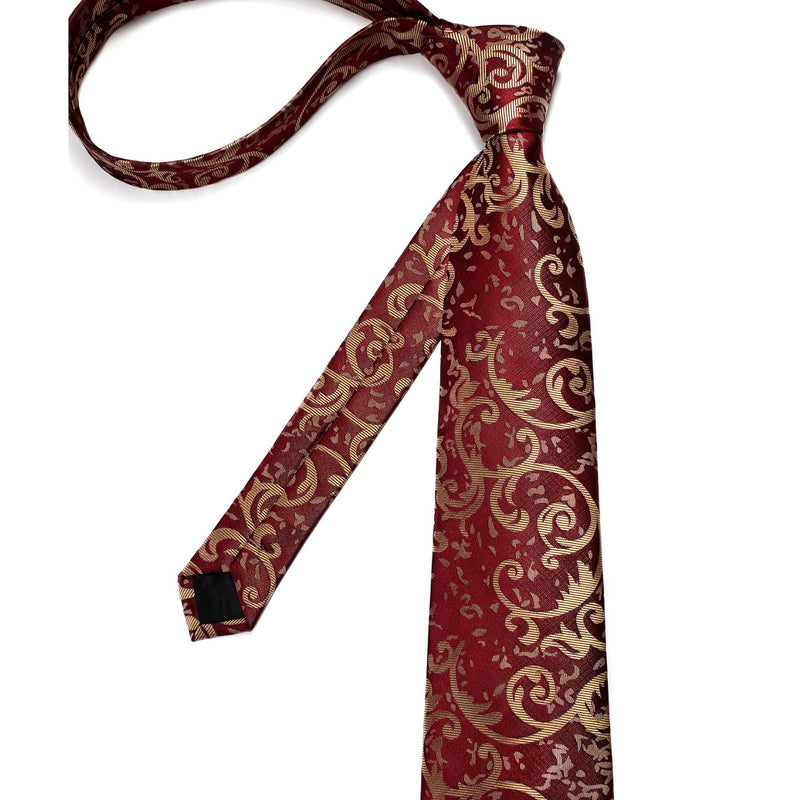 Paisley Tie Handkerchief Set - BURGUNDY/GOLD