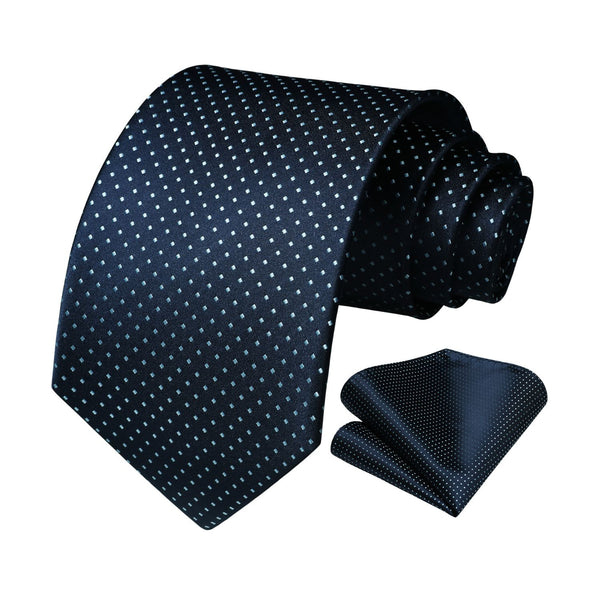 Polka Dot Tie Handkerchief Set - A1-BLUE/WHITE 