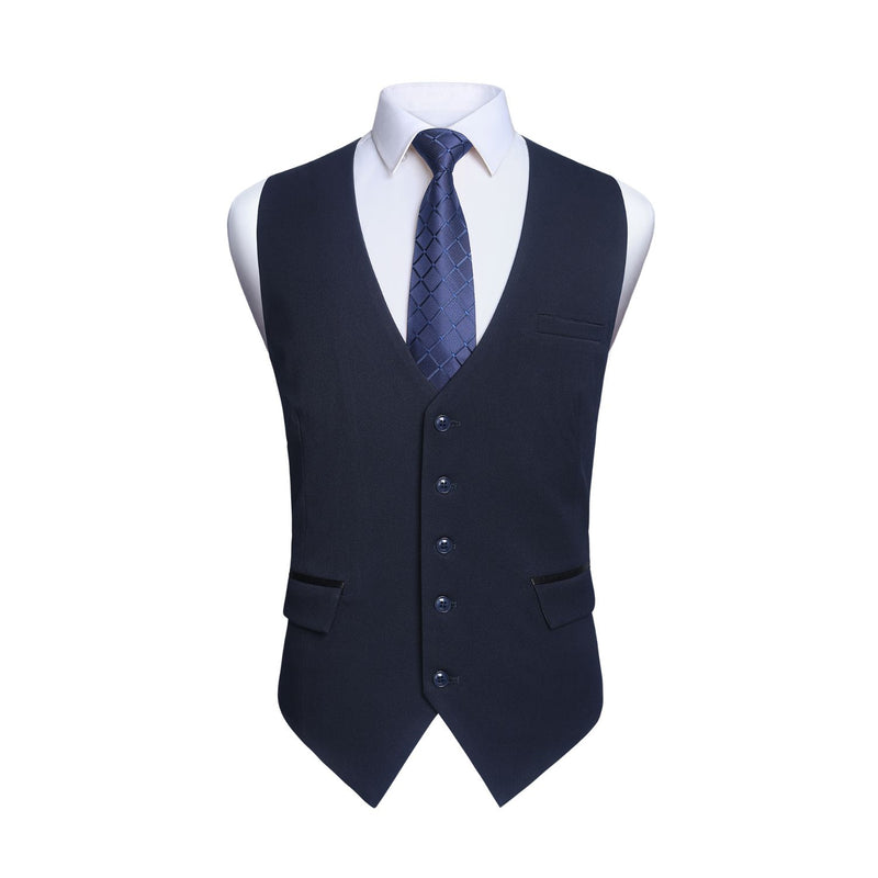 Solid Slim Vest - B1-NAVY BLUE 