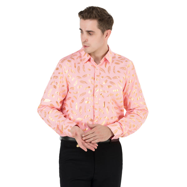 Shiny Rose Gold Party Shirt - BLUSH PINK 
