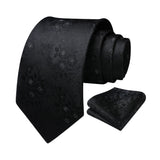 Floral Tie Handkerchief Set - BLACK 2 