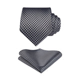 Houndstooth Tie Handkerchief Set - C-02 GREY HOUNDSTOOTH 