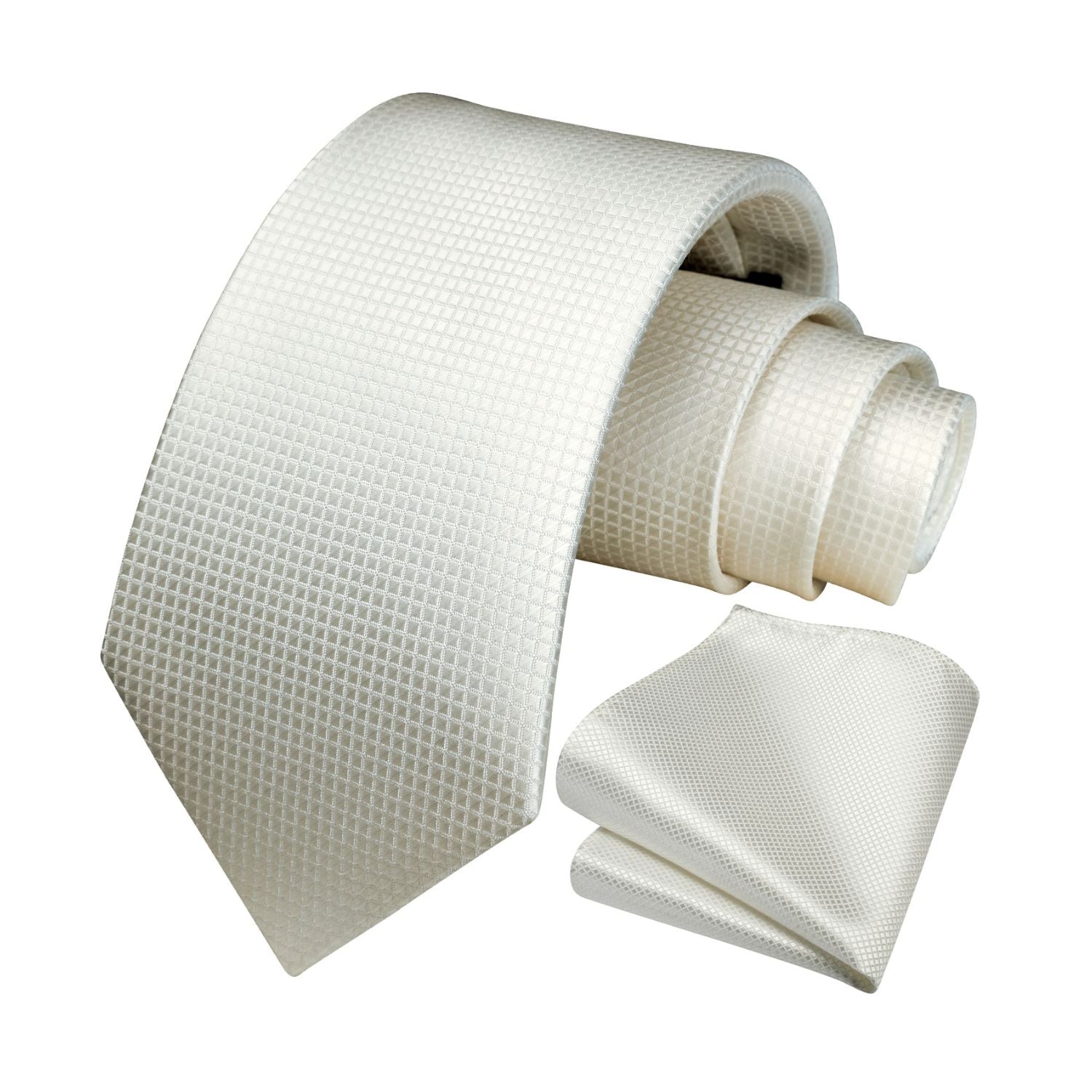 Plaid Tie Handkerchief Set - BEIGE-2
