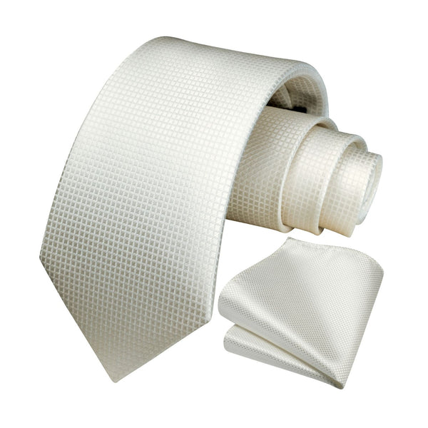 Plaid Tie Handkerchief Set - BEIGE-2 