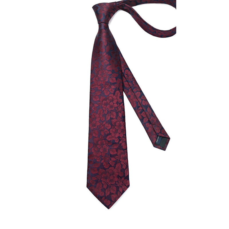 Floral Tie Handkerchief Set - 13 RED 