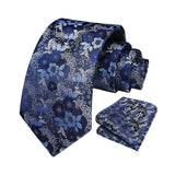 Floral Tie Handkerchief Set - X-LIGHT BLUE 