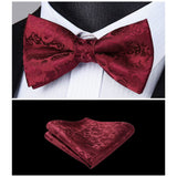 Paisley Pre-Tied Bow Tie & Pocket Square - C-RED 6