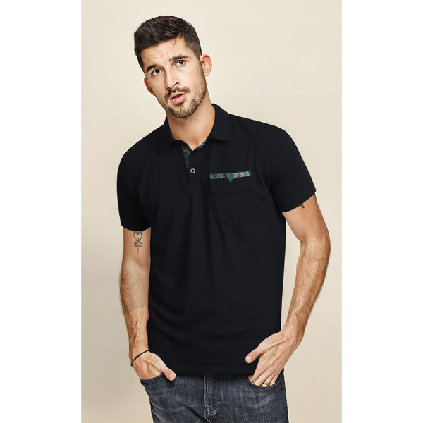 Polo Shirts Short Sleeve with Pocket - F-BLACK-PAISLEY 