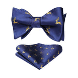Deer Bow Tie & Pocket Square - NAVY BLUE 