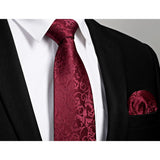 Floral Tie Handkerchief - BURGUNDY 