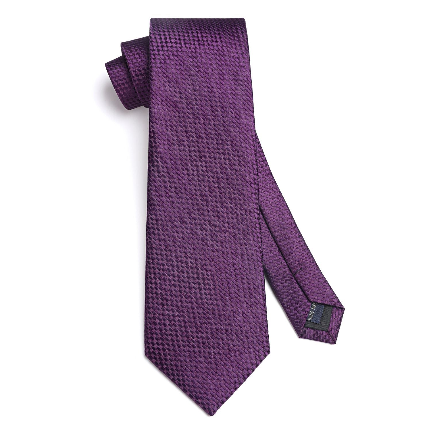 Houndstooth Tie Handkerchief Set - DARK PURPLE