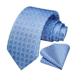 Plaid Tie Handkerchief Set - LIGHT BLUE 